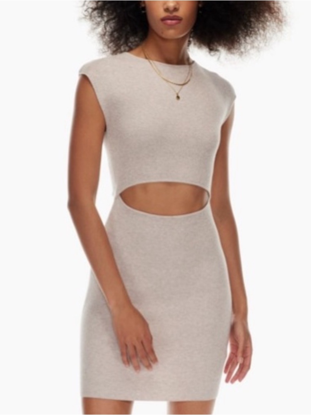 ARITZIA Wilfred Ribbed Sleeveless Top in Light Taupe